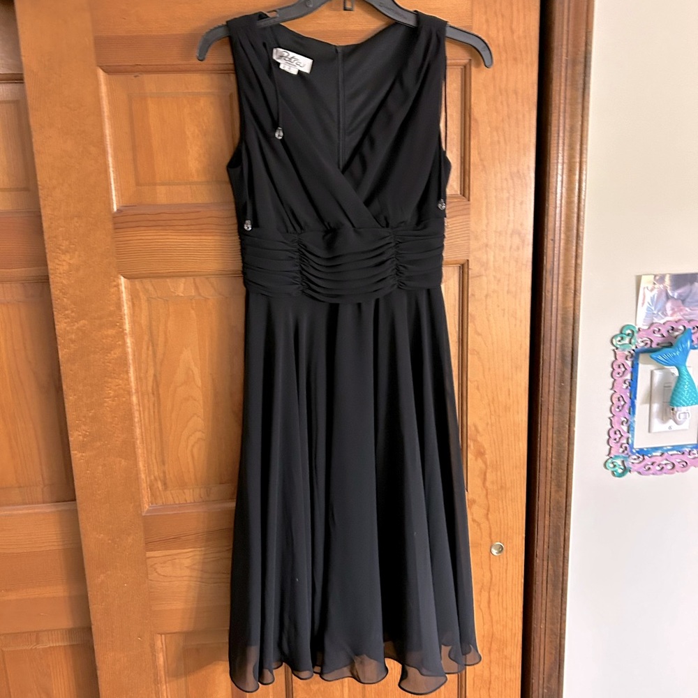 Fancy black dress from Patra petite size 8 with jewels